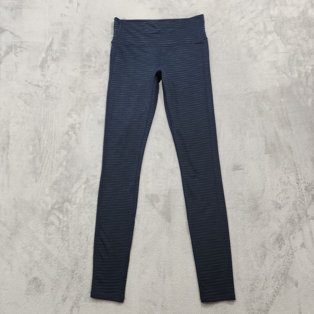 Athleta Leggings Womens ST TALL Blue High Rise Ripple Texture Chaturanga Tight